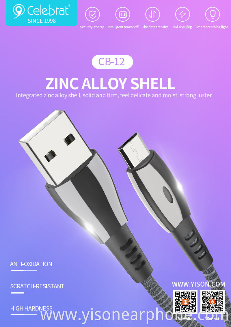 Factory Wholesale CB-12T Manufacture PVC+TPE Jacket Fast Charging Type C USB Cable for Samsung for for Huawei